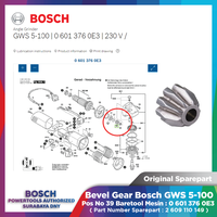 Gambar Original Sparepart Pinion / Bevel Gear for Bosch GWS 5-100 GWS 8-100 GWS 060 SKU 2 609 110 149 dari Bosch Tools Authorized DNY Kota Surabaya 1 Tokopedia