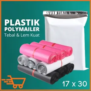 ISI 100 lembar PLASTIK ONLINE SHOP + LEM / POLYMAILER TEBAL 17X30