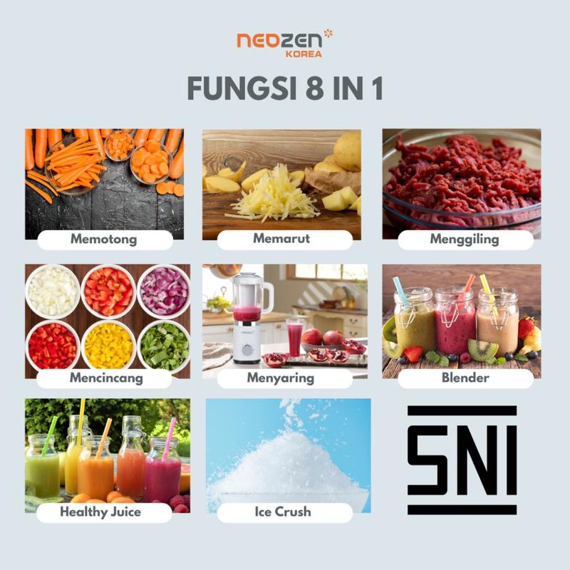 NEOZEN Tuctac Blender - Multifunction Blender Tuc Tac - White - Blender Multi Fungsi - Food Processor Flexie Tritan VIENTA 6