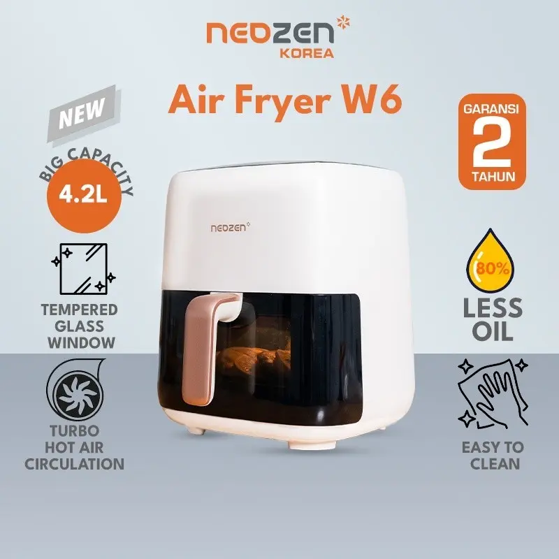 NEOZEN Air Fryer W6 - Tempered Glass Window Low Watt Original Korea Garansi 2 Tahun