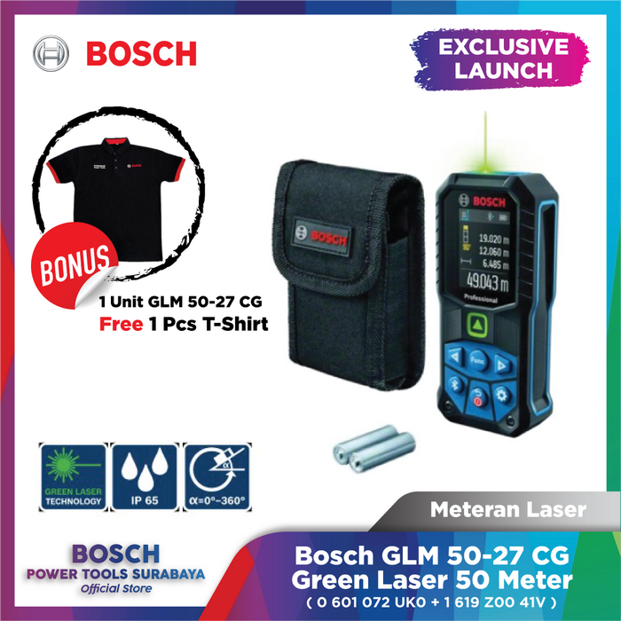 Gambar Meteran Laser Outdoor 50 Meter Bosch GLM 50-27 CG Bluetooth Measured On App Exclusive Launch dari Bosch Tools Authorized DNY Kota Surabaya Tokopedia