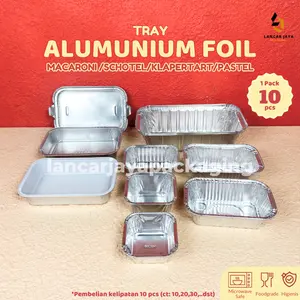 Aluminium Foil Tray Kotak Persegi Panjang Tempat Pastel Tutup Macaroni Schotel Klaper Tart Pie