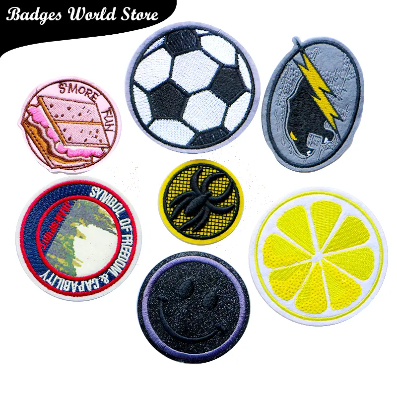 Cartoon Decorative Round Patch Smile Face Spider icon Embroidered ...