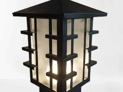 Lampu hias pagar minimalis motif siku pojok warna putih dan hitam