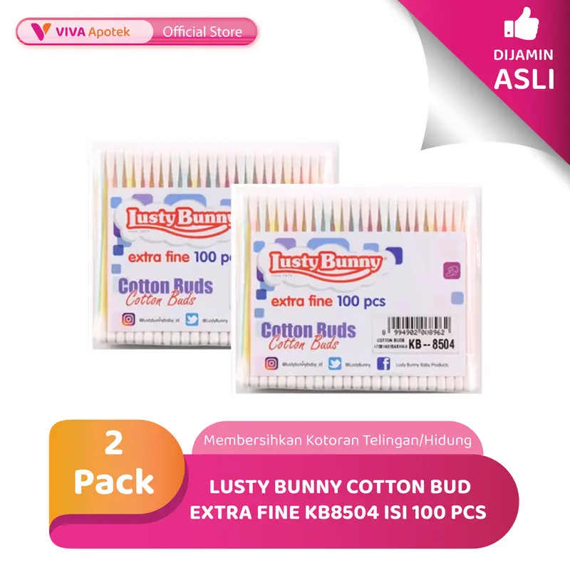 Lusty Bunny Cotton Bud Extra Fine KB8504 isi 100 Pcs (2 Pack)
