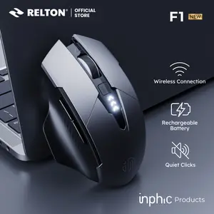 Mouse Gaming Wireless Silent Click Rechargeable Battery F1 INPHIC