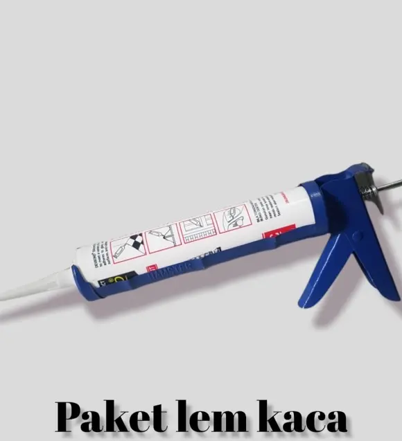 paket lem kaca putih + tembakan gun