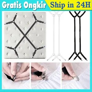2 Buah Besi Bed Sheet Grip Pengait Ujung Sprei Jepitan Sprei Set 2 Buah diperpanjang