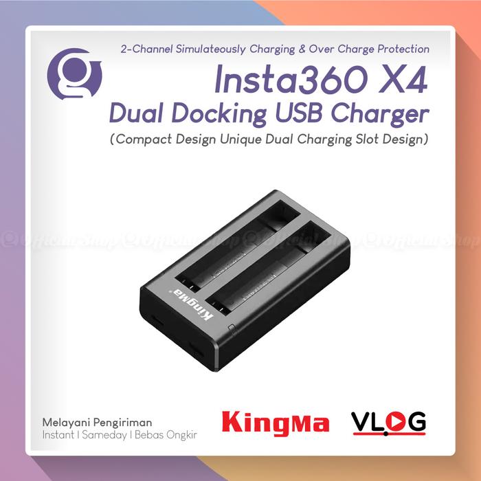 Gambar KingMa Dual Charger for Insta360 X4 USB Charging Insta 360 ONE X 4 dari G-Rex Kota Administrasi Jakarta Barat Tokopedia