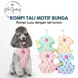 Rompi Bunga Dengan Tali Dan Tas Kecil Anjing Kucing