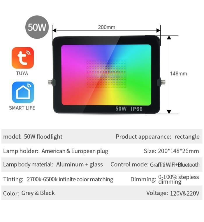 Tuya Outdoor Garden Smart Wifi Floodlight | Lampu Sorot Taman Luar