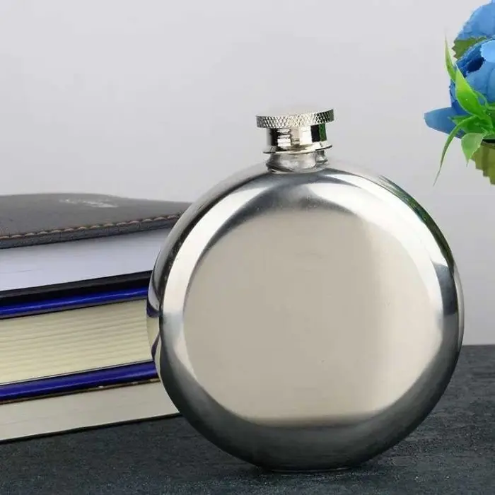 Botol Minum Wine Bir Hip Flask Round Shape Stainless Steel 5oz - B-5 7