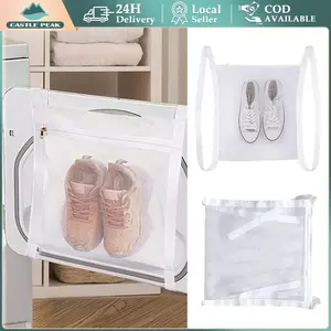 Tas Pengering Cuci Sepatu Drying Shoe Bag Net Polyester / Kantong Tas Laundri Khusus Sepatu Mesin Cuci Laundry Zipper Resleting Shoes Washing Mesh Bag Keranjang Cucian