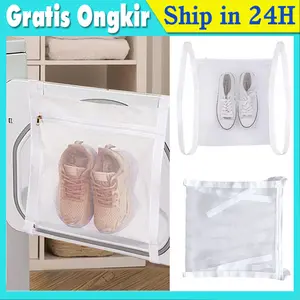 Tas Pengering Cuci Sepatu Drying Shoe Bag Net Polyester / Kantong Tas Laundri Khusus Sepatu Mesin Cuci Laundry Zipper Resleting Shoes Washing Mesh Bag Keranjang Cucian