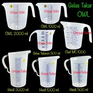 Gelas Ukur 500ml 1000ml 1500ml 2000ml Tebal Gelas Takar OWL Measuring Cup 0.5 Liter 1 Liter 1.5 Liter 2 Liter / Gelas Takar Ukur Takaran Air Teh Susu Oli Tepung Baking Gelas Ukuran 500ml 1000ml 1500ml 2000ml 500 ml 1000 ml 1500 ml 2000 ml OWL