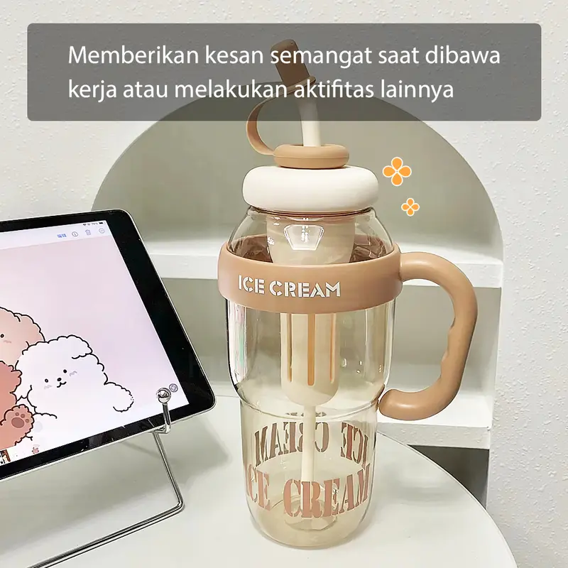 HUGO Botol Minum Bening 1 Liter Botol Air Anak Tumbler Premium BPA FREE dengan Sedotan 5