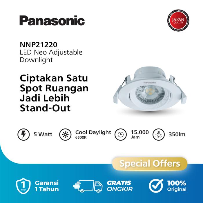 Gambar Panasonic LED Neo Adj DL dia75 5W 6500K - NNP21220031 dari Panasonic Electrical Official Kota Bekasi Tokopedia
