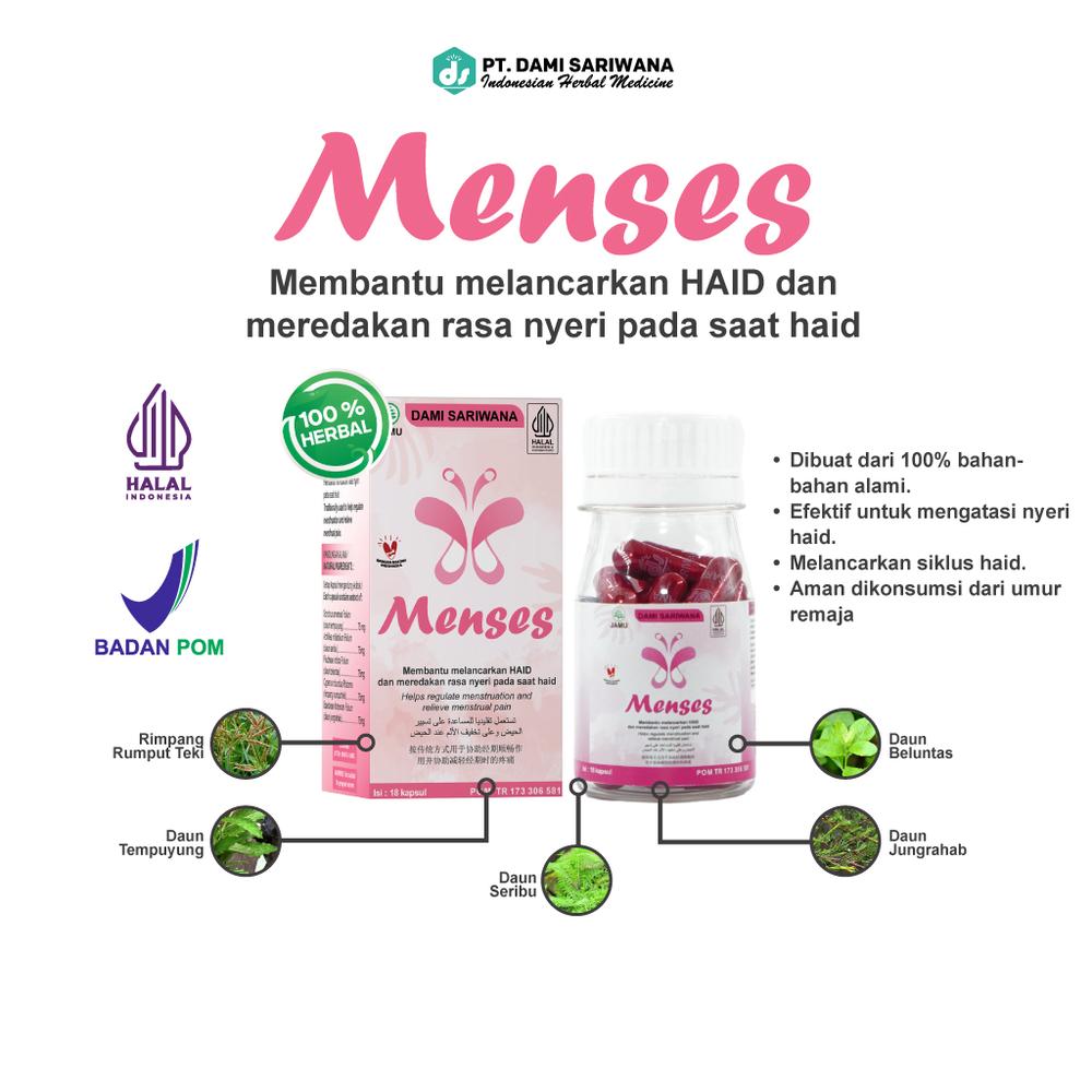 MENSES 18 Kapsul Membantu Melancarkan Haid Dan Meredakan Rasa Nyeri Saat Haid Halal Dan BPOM