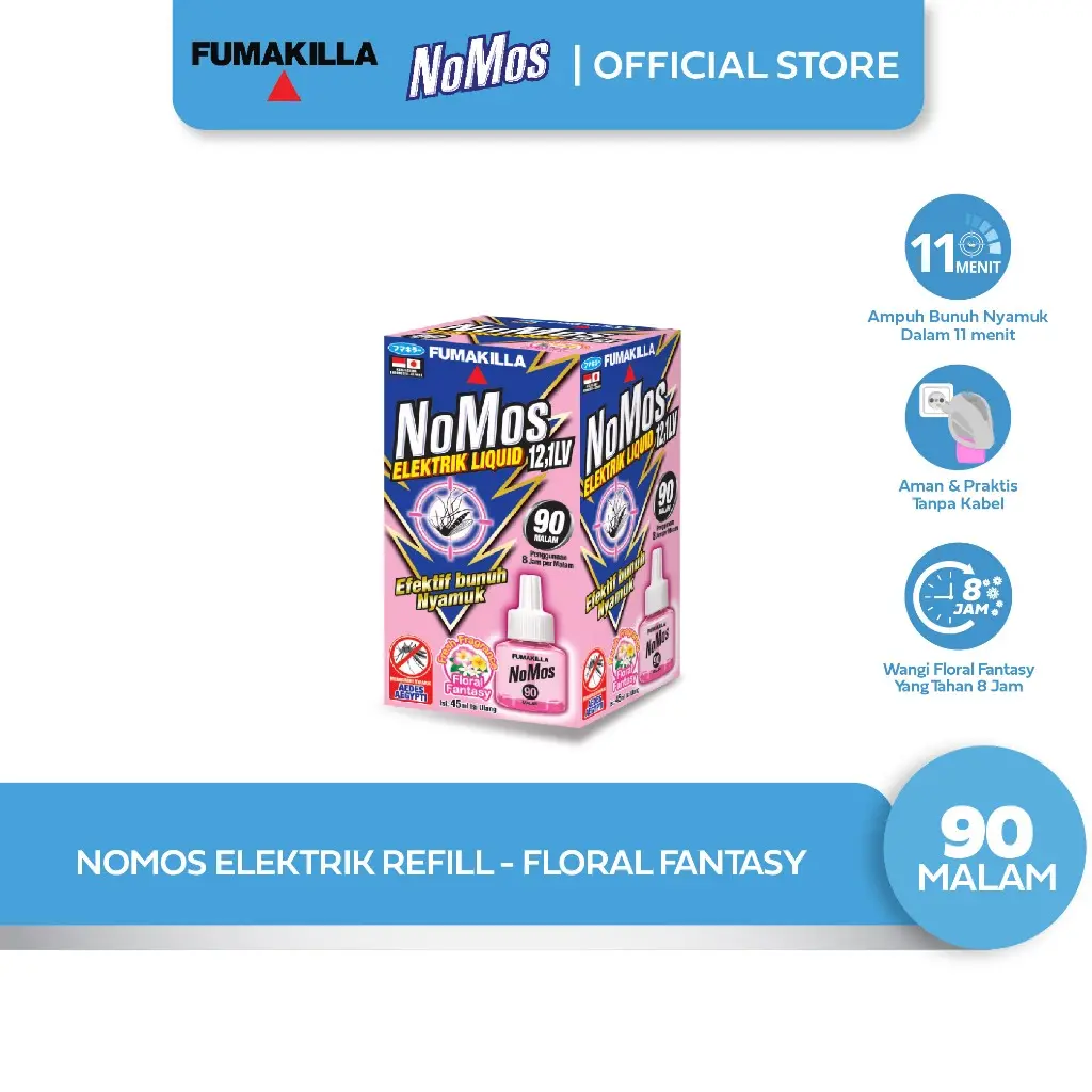 NoMos Elektrik Liquid 45ml - Efektif Bunuh Nyamuk 90 Malam