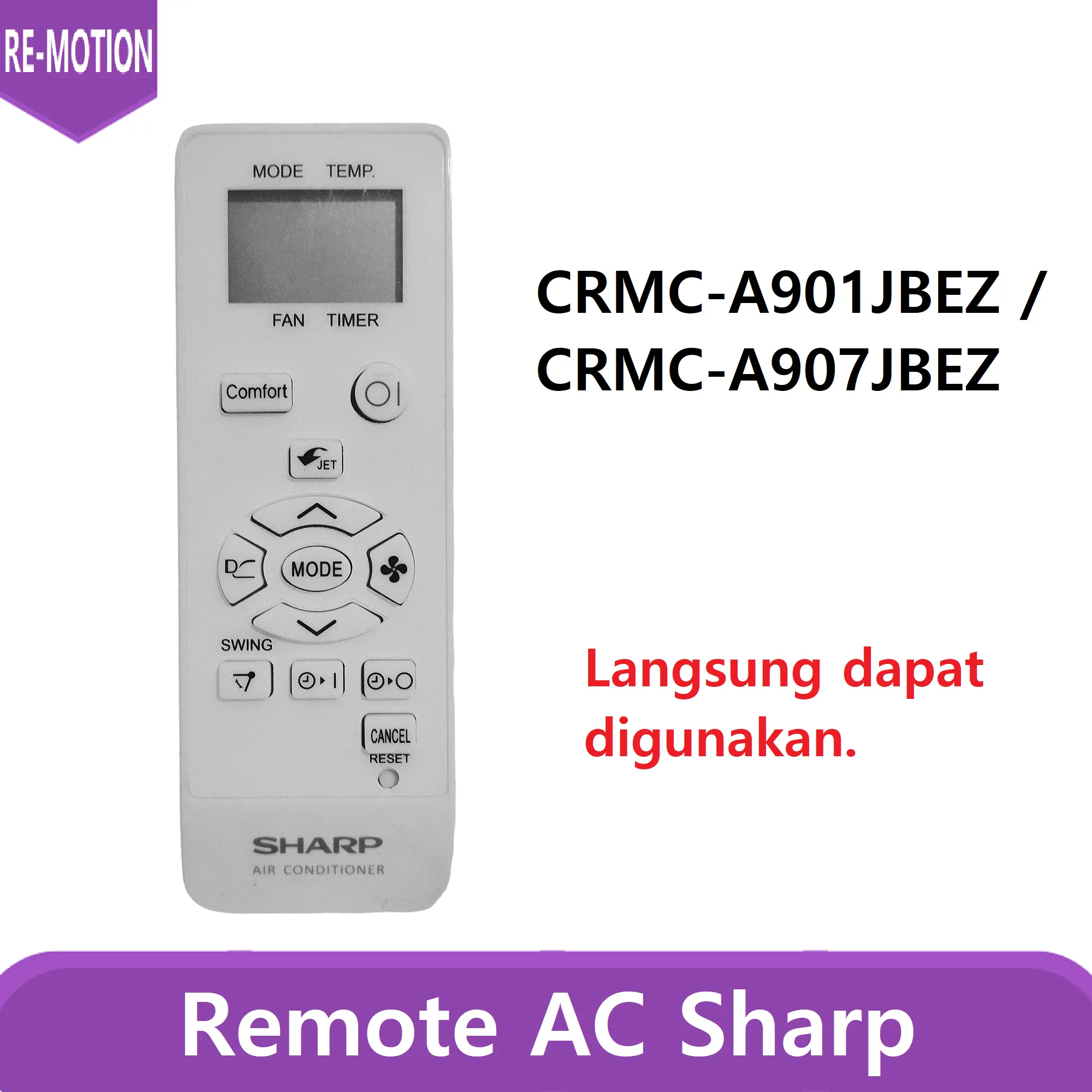 Remote AC Sharp CRMC-A907JBEZ AH-A5SEY AH-A9SEY AH-A12SEY - Pengganti Remote Kompatibel