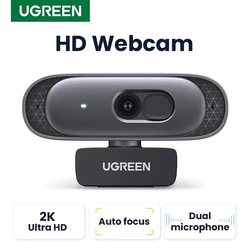 Ada Ugreen 1080P / 2K USB HD Webcam Camera with 2 Omnidirectional mics