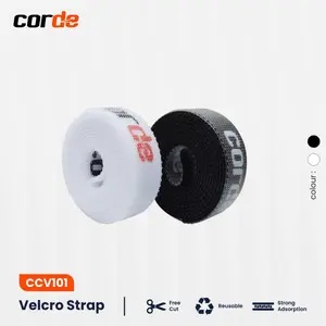CORDE CCV101 Cable Strap Organizer Pengikat Perekat Kabel Serbaguna Hitam 1M Portable Roll Adhesi Kuat untuk Meja - Desk, Black