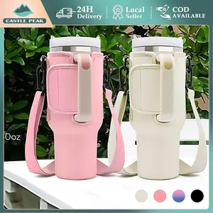 Tas Pengangkut Botol Air Stanley 40oz Ukuran 1l - 1.2l Dari Bahan Elastis Dengan Tali Bahu Adjustable - Populer Sling Bag For Stanley Untuk Outdoor Activities