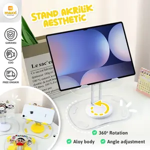Stand Tablet SAMSUNG Galaxy Tab A9 A8 A7 S10+ 12.4" 2024 S9 S8 S7 11" Plus S6 Lite 10.4 Inch 2022 WiFi 5G LTE Case Casing HP Holder 360° Rotate Acrylic Standing Foldable Akrilik Karakter Lipat Portable Tab Universal