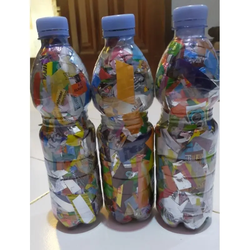 ECOBRICK BOTOL AQUA 600ML BERAT 200gr bersih siap pakai pengganti batu bata ramah lingkungan kerajinan tangan kemasan plastik sachet potongan 7