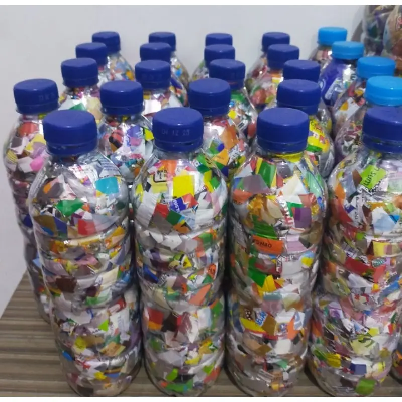 ECOBRICK BOTOL AQUA 600ML BERAT 200gr bersih siap pakai pengganti batu bata ramah lingkungan kerajinan tangan kemasan plastik sachet potongan 3