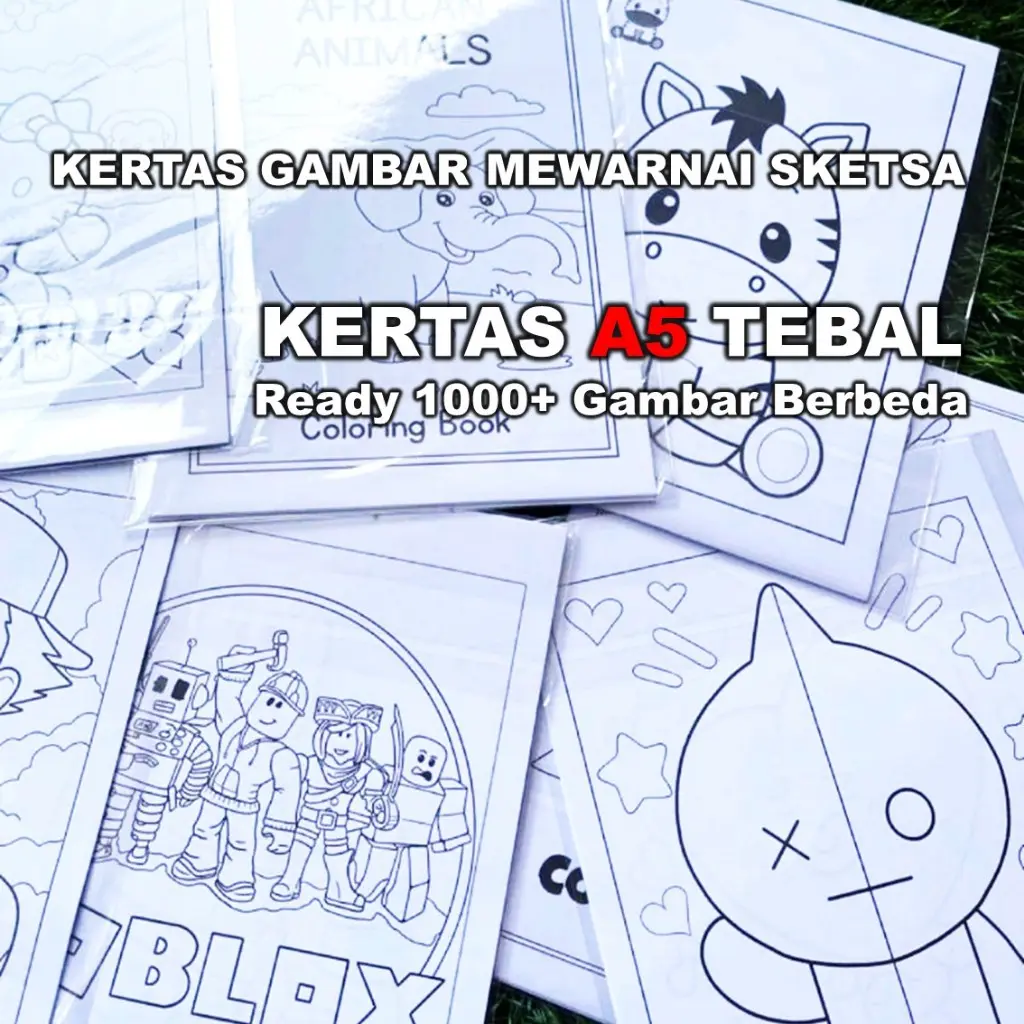 (UKURAN A5) Lembar Gambar Mewarnai Anak Kertas Mewarnai Kertas Gambar Kartun Karakter Sketsa Untuk Usia 2 3 4 5 6 Tahun Pendidikan PRA SEKOLAH PAUD TK SD