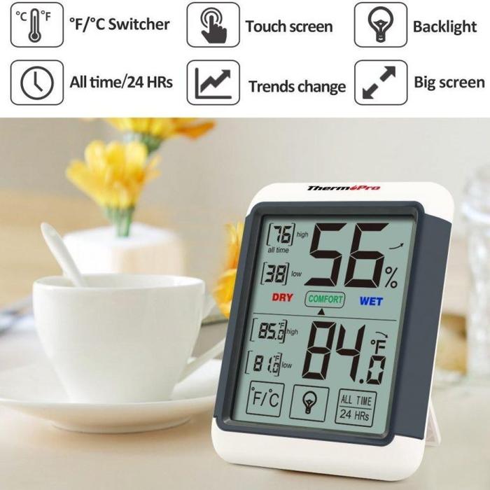 Gambar ThermoPro TP55 Thermometer Hygromete / Termometer Ruangan Humidity RH dari Trinity Kitchen Kota Administrasi Jakarta Barat Tokopedia