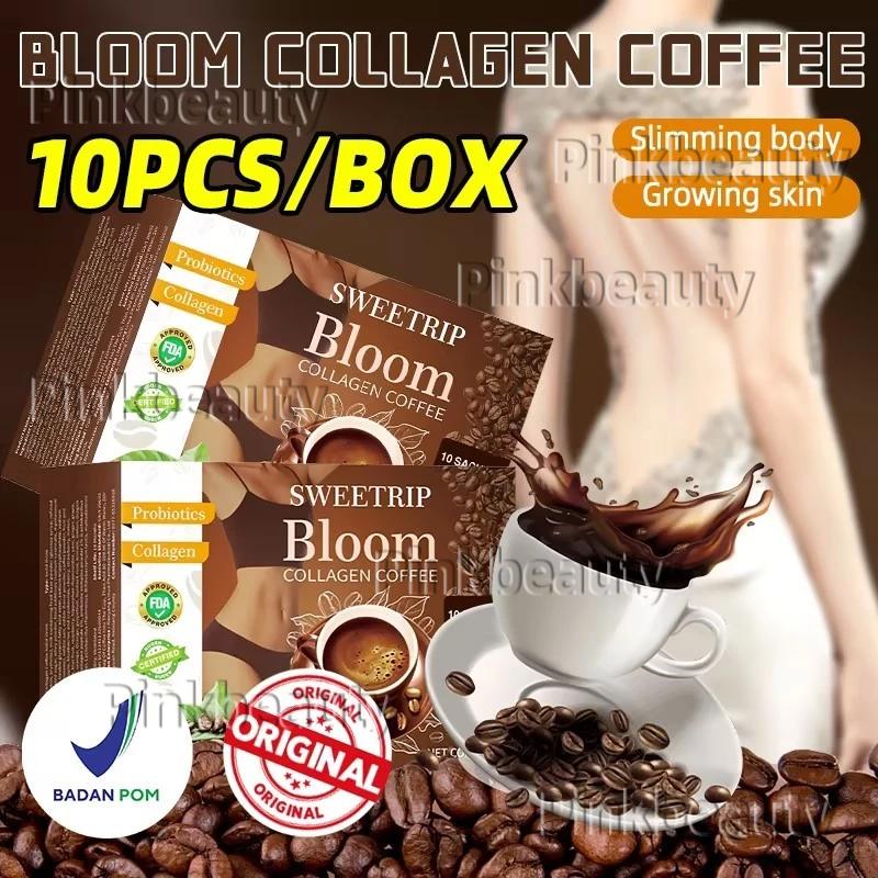 SWEETRIP [ ISI 10 Bags] Bloom Collagen Coffee 100gr Original Slimming Weight Loss Diet Coffee Detox Slimming Drinks with Glutathione cepat dan efektif Detoksifikasi dan turunkan berat badan membakar l