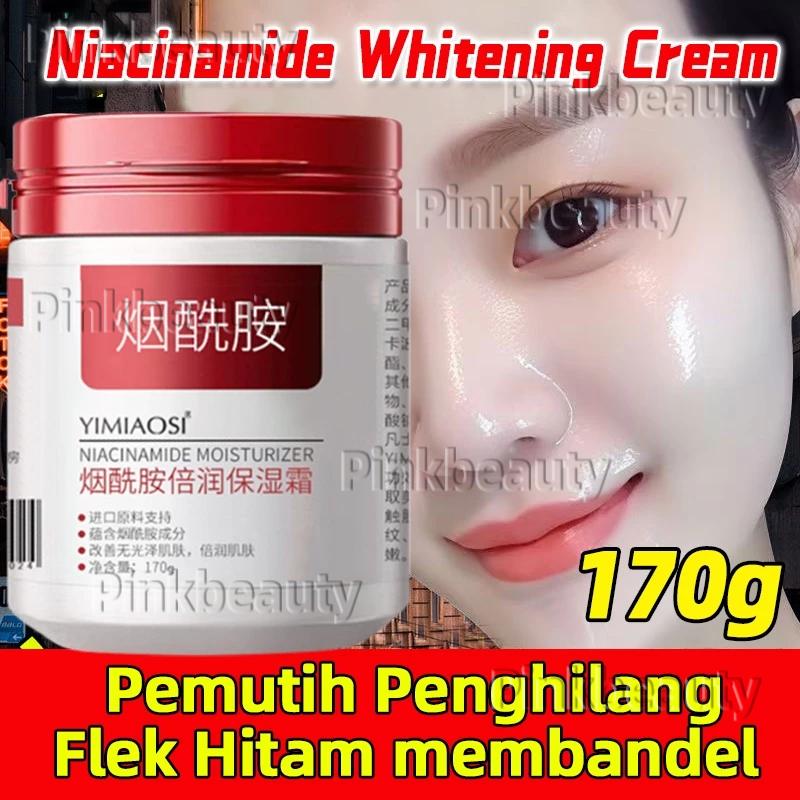 170g Krim Pemutih Penghilang Flek Hitam membandel 100% ORIGINAL Krim Pemutih wajah glowing cepat Pelembab Wajah Niacinamide Whitening Freckle Cream Anti Penuaan Anti-kerut Mencerahkan warna kulit Remo