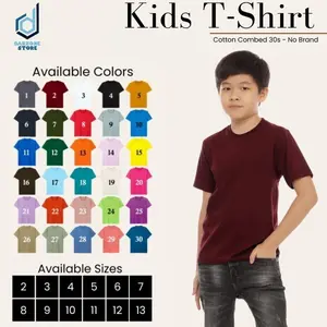 Kaos Polos Anak Laki-Laki Lengan Pendek Cotton Combed Umur 2-13 Tahun Unisex Katun