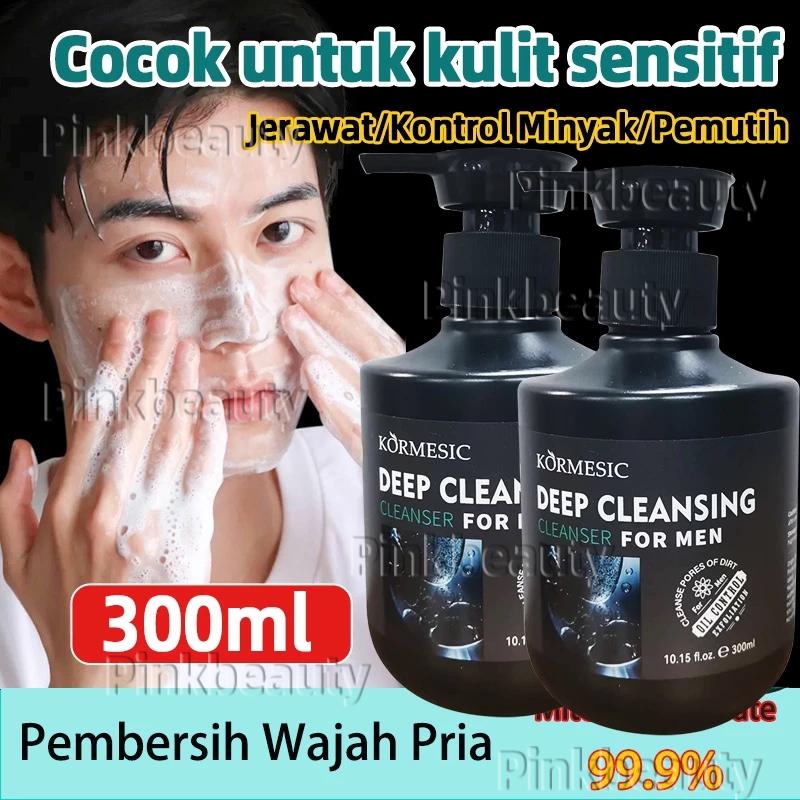300ml Pembersih Wajah Pria Pembersih Wajah Jerawat Pemutih Wajah Pria Tungau Pembersih Jerawat Dan Komedo Kontrol Minyak Melembabkan Ringan Dan Tidak Mengiritasi Pori-pori Bersih Dalam perawatan komed