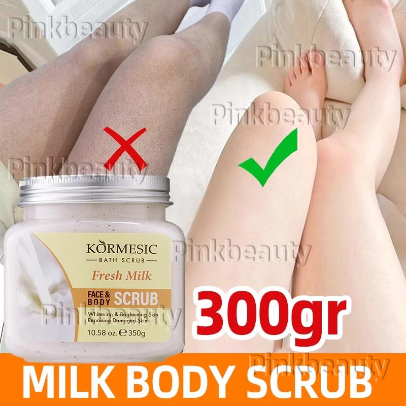300gr MILK BODY SCRUB lulur pemutih badan Sabun Pemutih Badan permanen Pemutih Melembabkan Kering Dan Kusam Kulit Wajah dan Badan Eksfoliasi Pemutih Badan dan Selangkangan Hapus Kulit Kusam Kering Mer