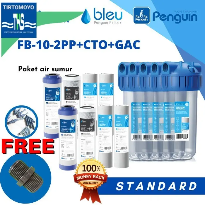 4 Paket Filter FB 10" STD 2 PP+CTO+GAC dan Catridge refil cadangan