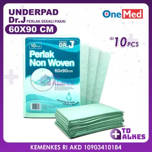 Underpad 60 x 90 Dr.J Onemed Isi 10 Alas Perlak Under Pad Popok Ompol