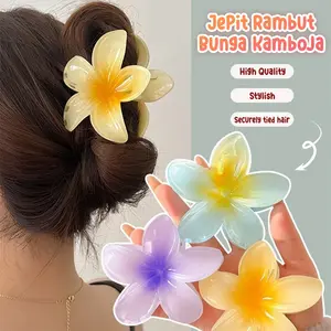 Jepit Rambut Bunga Kamboja, Jedai Rambut Motif Bunga Kamboja, Hair Clip Beach Style Hair Claw 8 cm