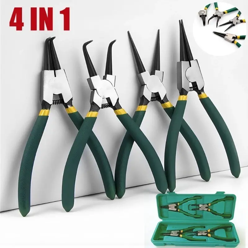 Tang Circlip 7inch 4in1 Tang Snap Ring Set Bengkok Tang Circlip Tang Penjepit 7" Set Cincin Snap Perkakas Tang Circlip Pliers