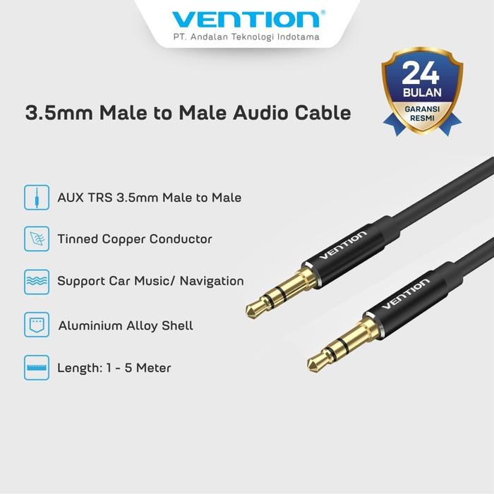 Gambar Vention Kabel AUX Audio 3.5mm Male to Male Aluminium Alloy - BAX - 0.5 Meter dari gajettoid Kota Administrasi Jakarta Pusat Tokopedia