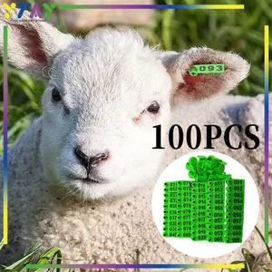 100pcs Eartag Kambing Domba 100pcs Ear Tag Sapi Babi Penanda NOMOR 1-100 Anting Identifikasi Ternak