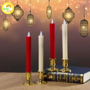 1 Pasang（2pcs+2base)Lilin Led Elektronik/Lampu Elektrik Lilin