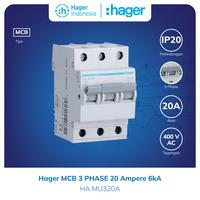 Gambar Hager MCB 3 Phase 20A 3P 20 Ampere 3 Pole 6kA MU320A dari Hager Indonesia Kota Administrasi Jakarta Barat 1 Tokopedia