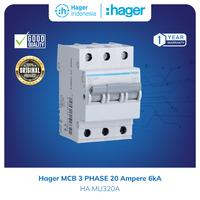 Gambar Hager MCB 3 Phase 20A 3P 20 Ampere 3 Pole 6kA MU320A dari Hager Indonesia Kota Administrasi Jakarta Barat 3 Tokopedia