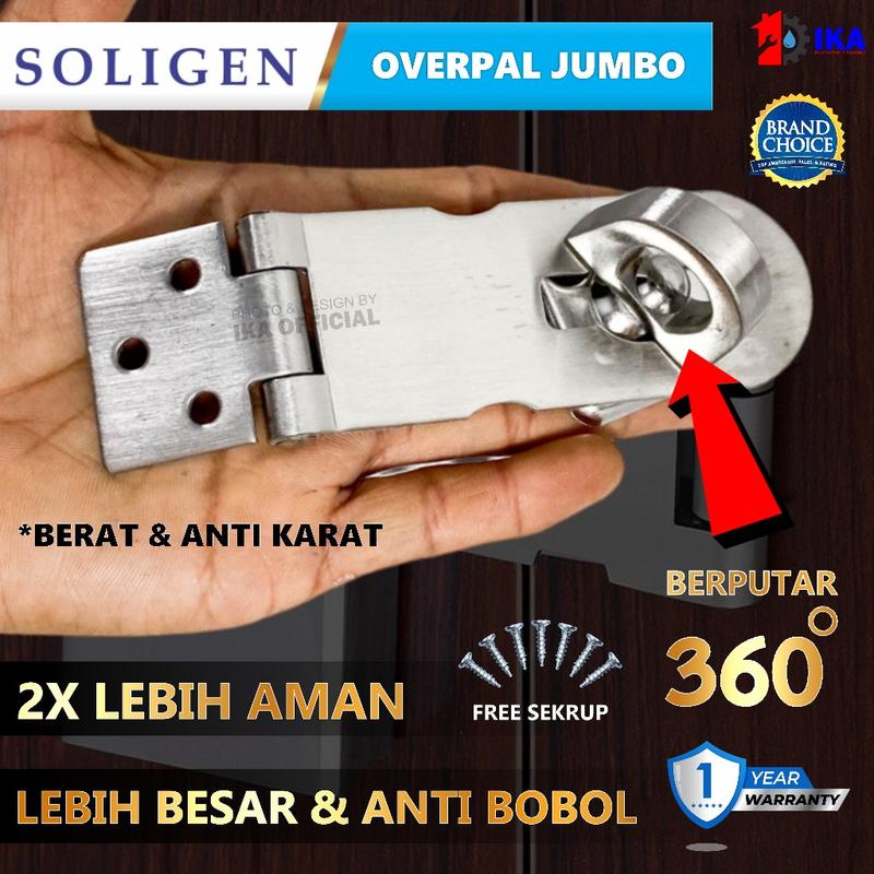 Overpal Gembok SOLIGEN Large Stainless Steel Grendel Kunci Pintu Over ...