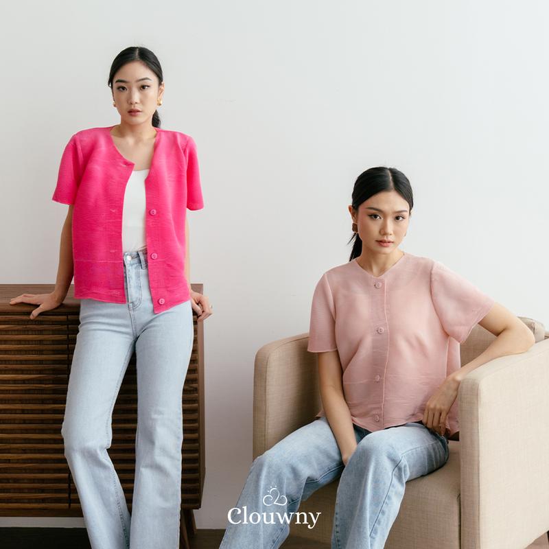 Clouwny Arya Basic Pleats Top Atasan Wanita Premium Pleats Fit to XL Baju Cewek Dewasa Casual 3