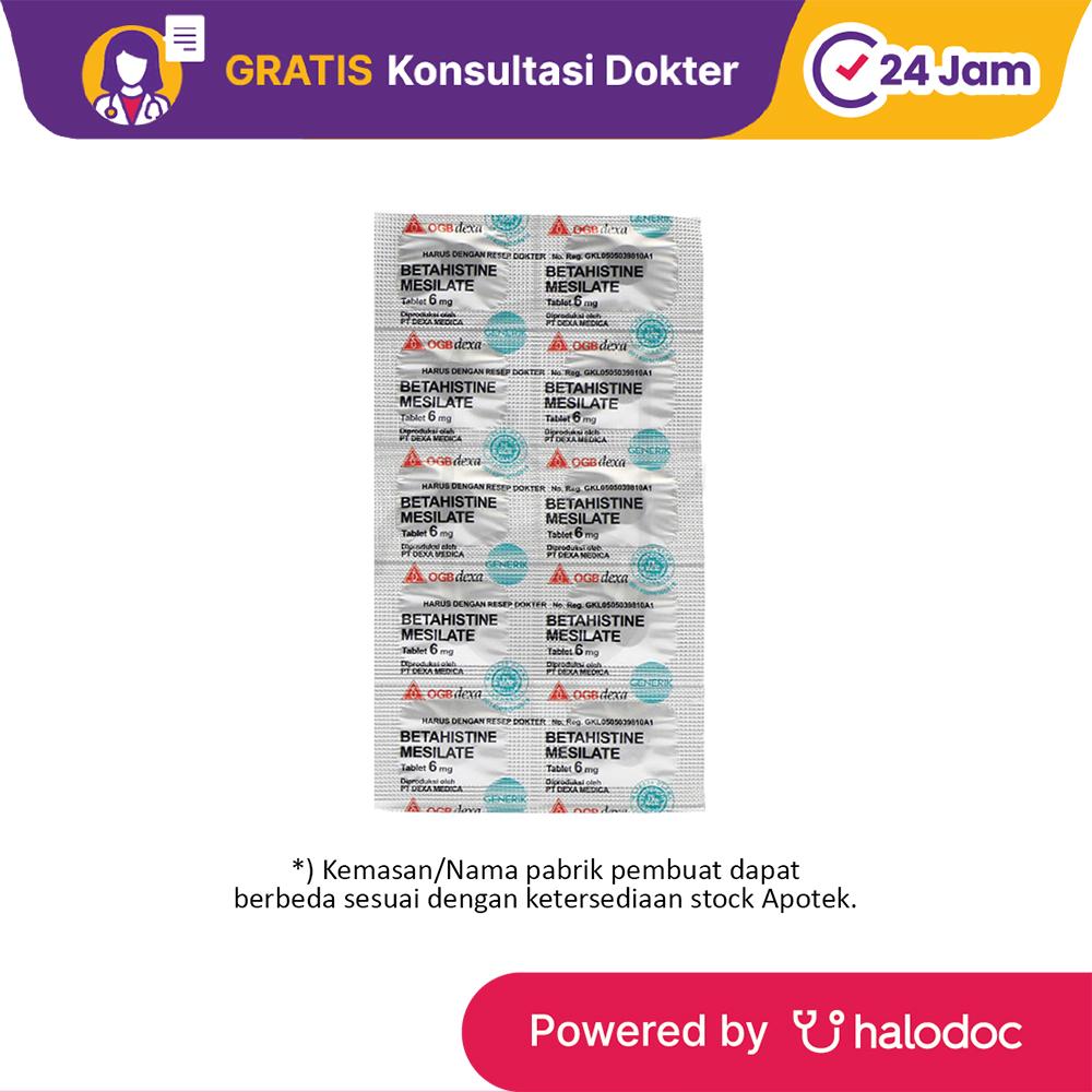 Betahistine 6 mg 10 Tablet - Obat Pereda Demam & Nyeri - Halodoc
