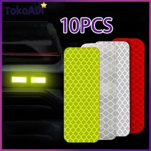 10pcs Stiker Reflektor Uji Pemantul Cahaya Persegi Warning Sticker Reflector Bumper Kendaraan Mobil